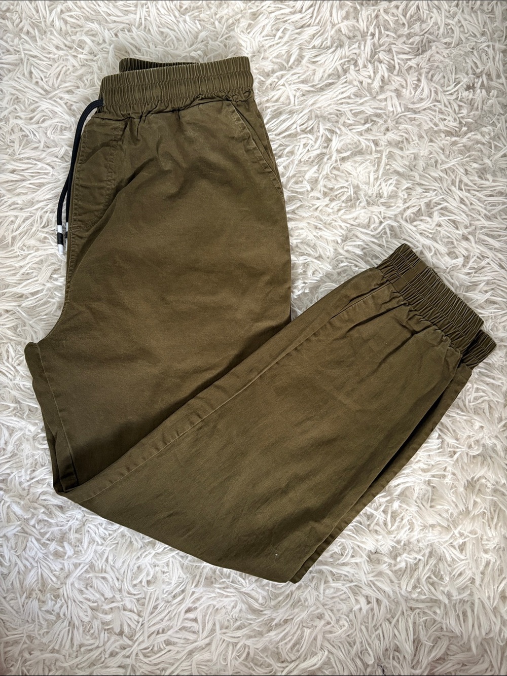 Men's Olive Elastic-Waist Jogger Pants